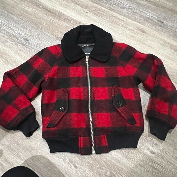 Diesel Bomber Jacket Plaid Black and Red XS - Picture 6 of 7